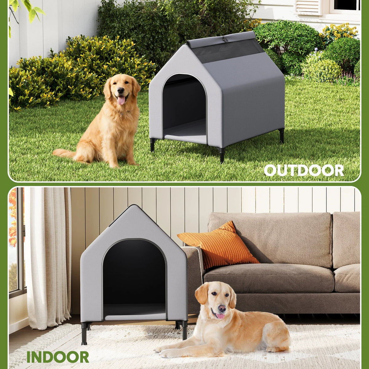 HiMISS Weatherproof Elevated Dog House For Outdoor Indoor