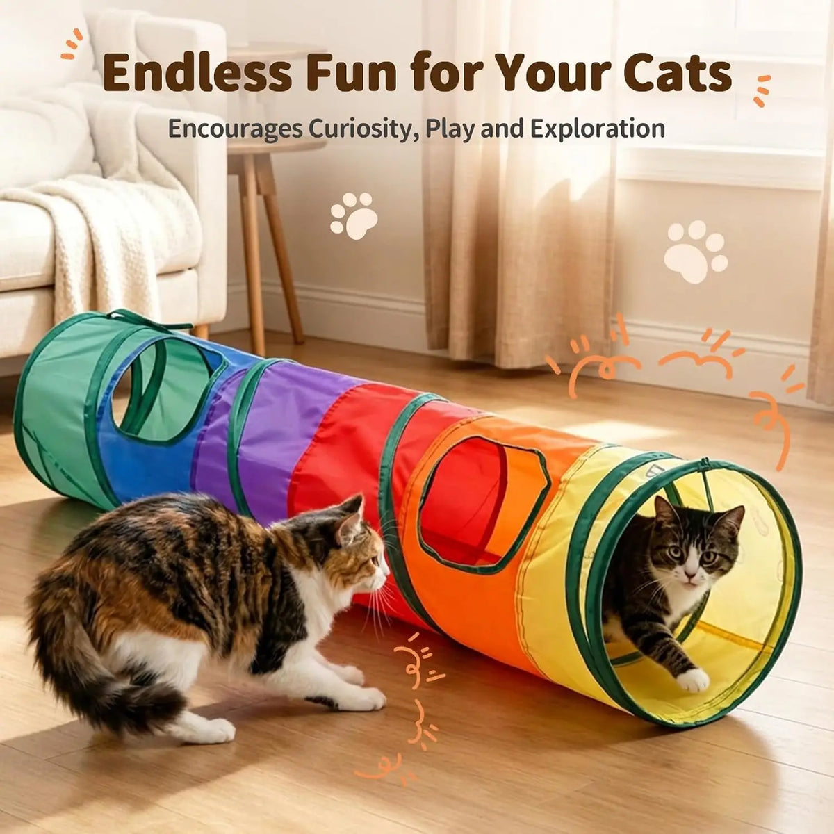 Foldable Cloth Cat Tunnel Toy For Indoor Pets And Kittens