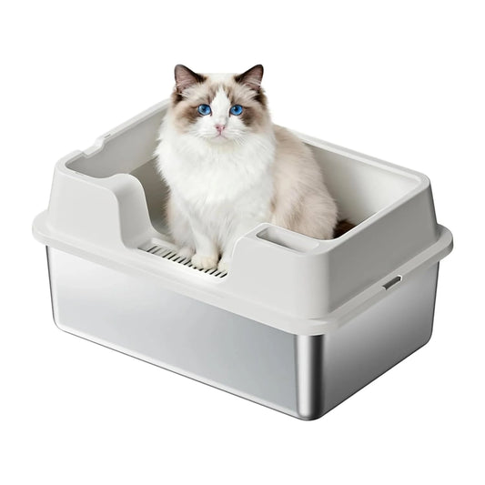 HiMISS Stainless Steel Enclosed Cat Litter Box High Walls