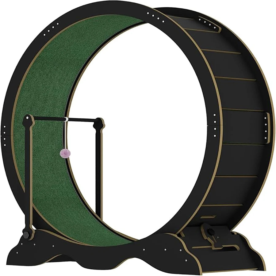 Indoor Wooden Cat Exercise Wheel With Detachable Carpeted Runway