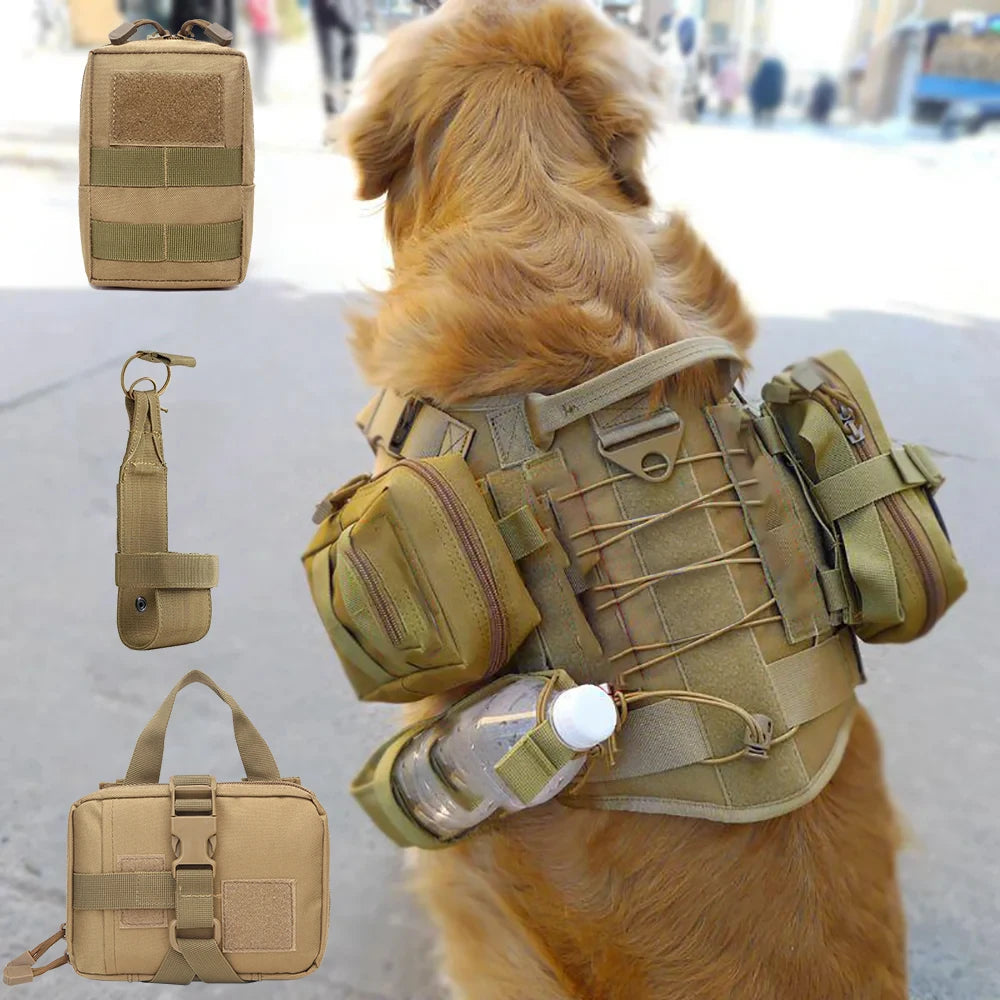 PetraVel Tactical Dog Molle Pouch Belt and Harness Set