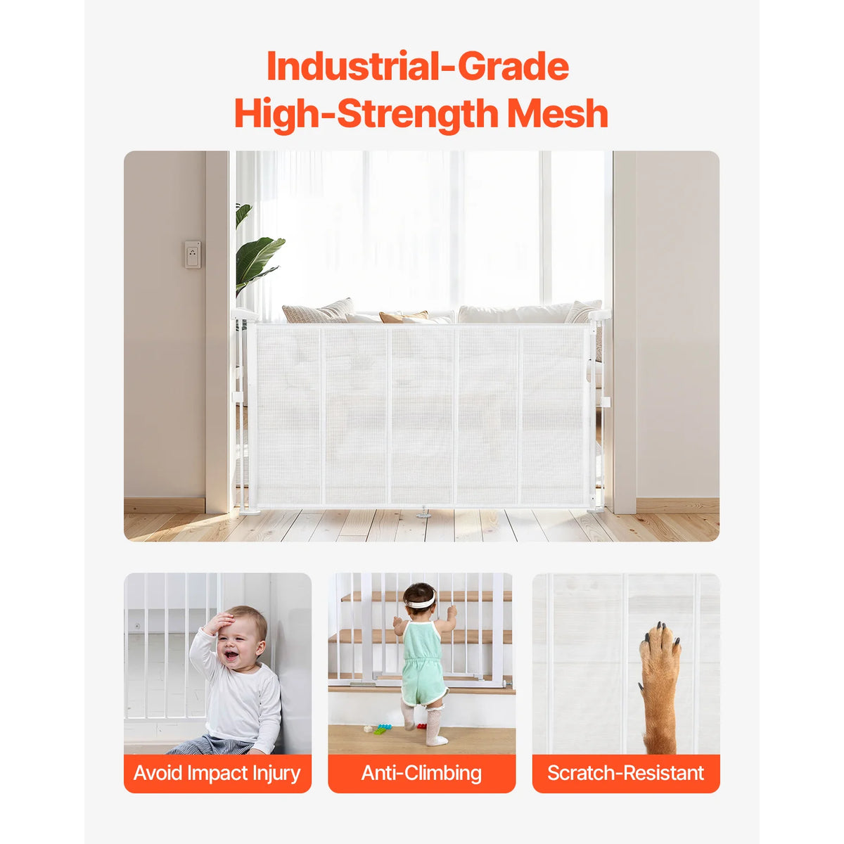 SucceBuy Retractable Baby and Pet Gate for Stairs and Doorways