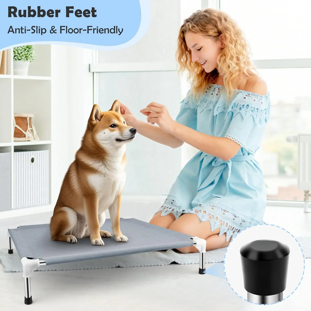Elevated Breathable Pet Cot With Non Slip Frame Design