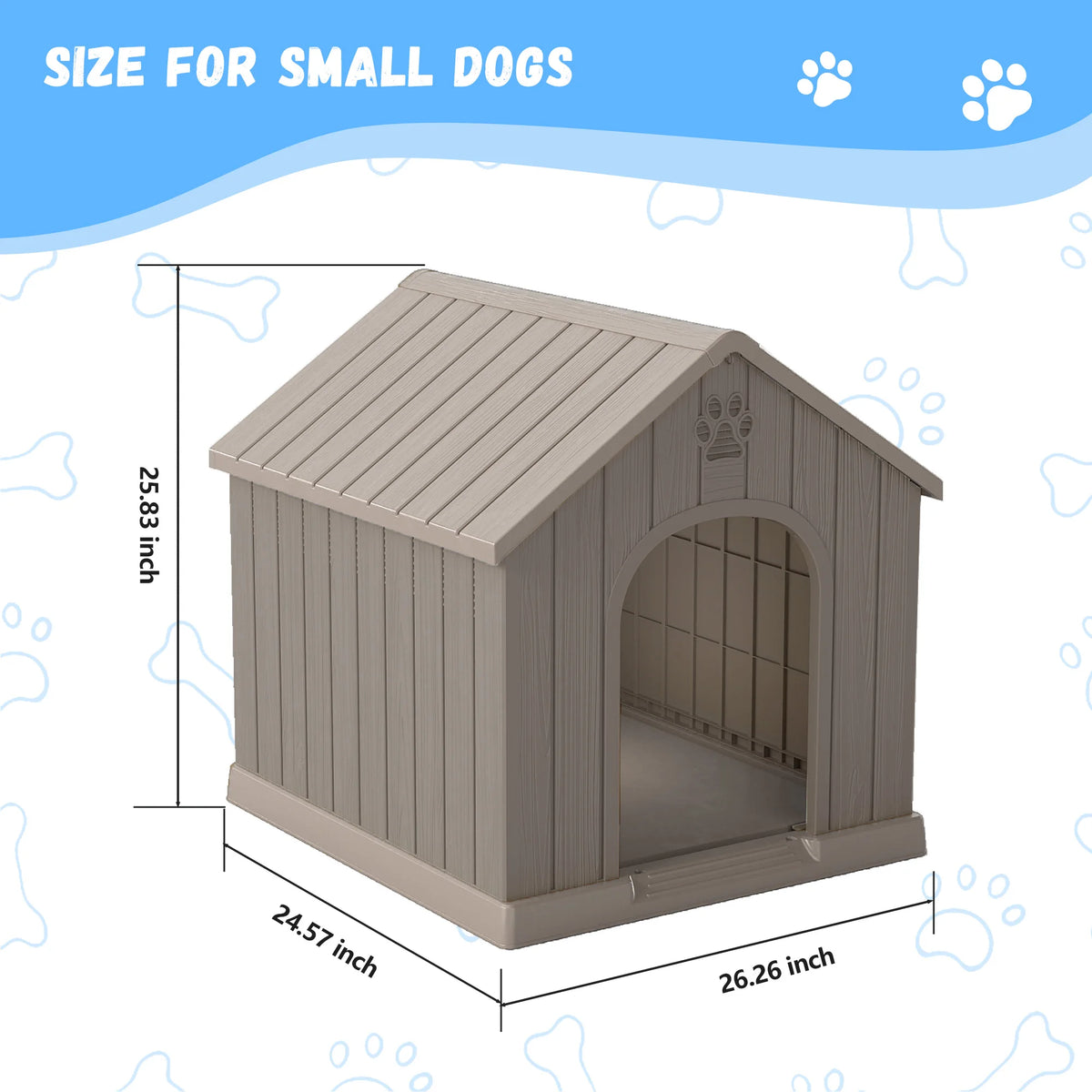 Compact Weather Resistant Plastic Dog House For Outdoor Patios