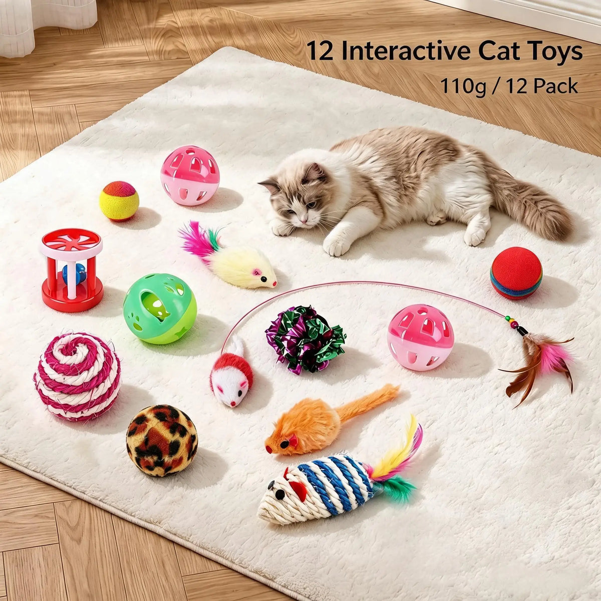 Premium Collapsible Cat Tunnel Bed With Donut Plush Cave