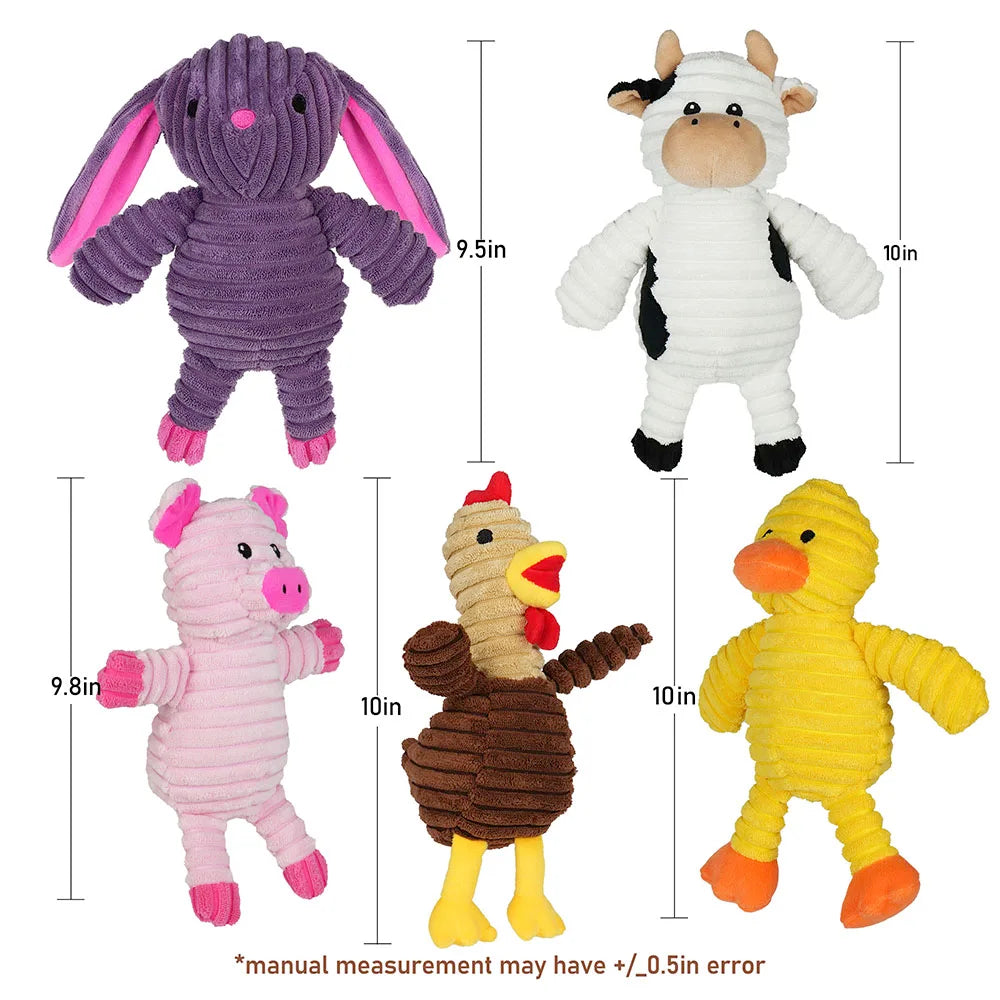 Assorted Plush Squeaky Dog Toys Animal Pet Chew Toy Bundle