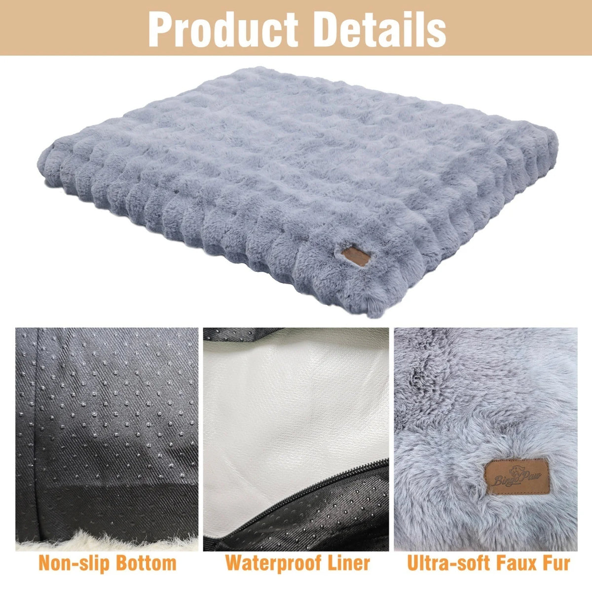 Bingopaw Ultra Soft Plush Dog Bed With Thick Comfort Foam