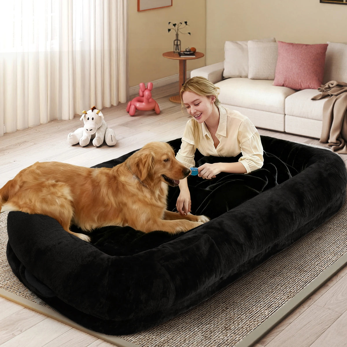 Orthopedic Faux Fur Pet Bed With Removable Cover For Adults