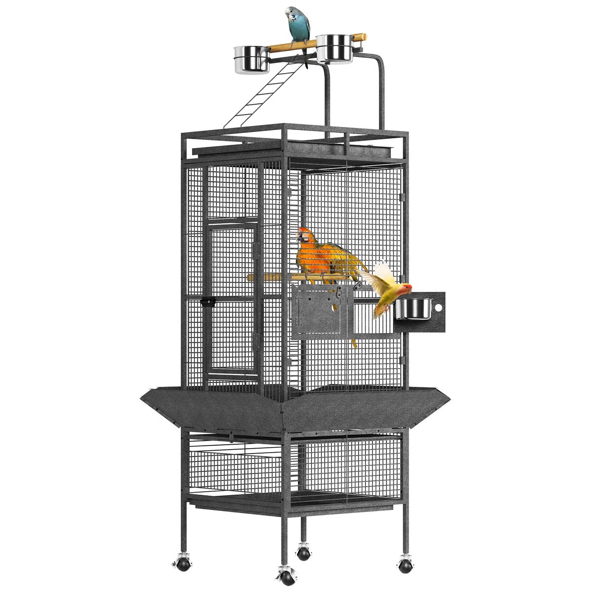 Premium Wrought Iron Play Top Bird Cage With Rolling Stand