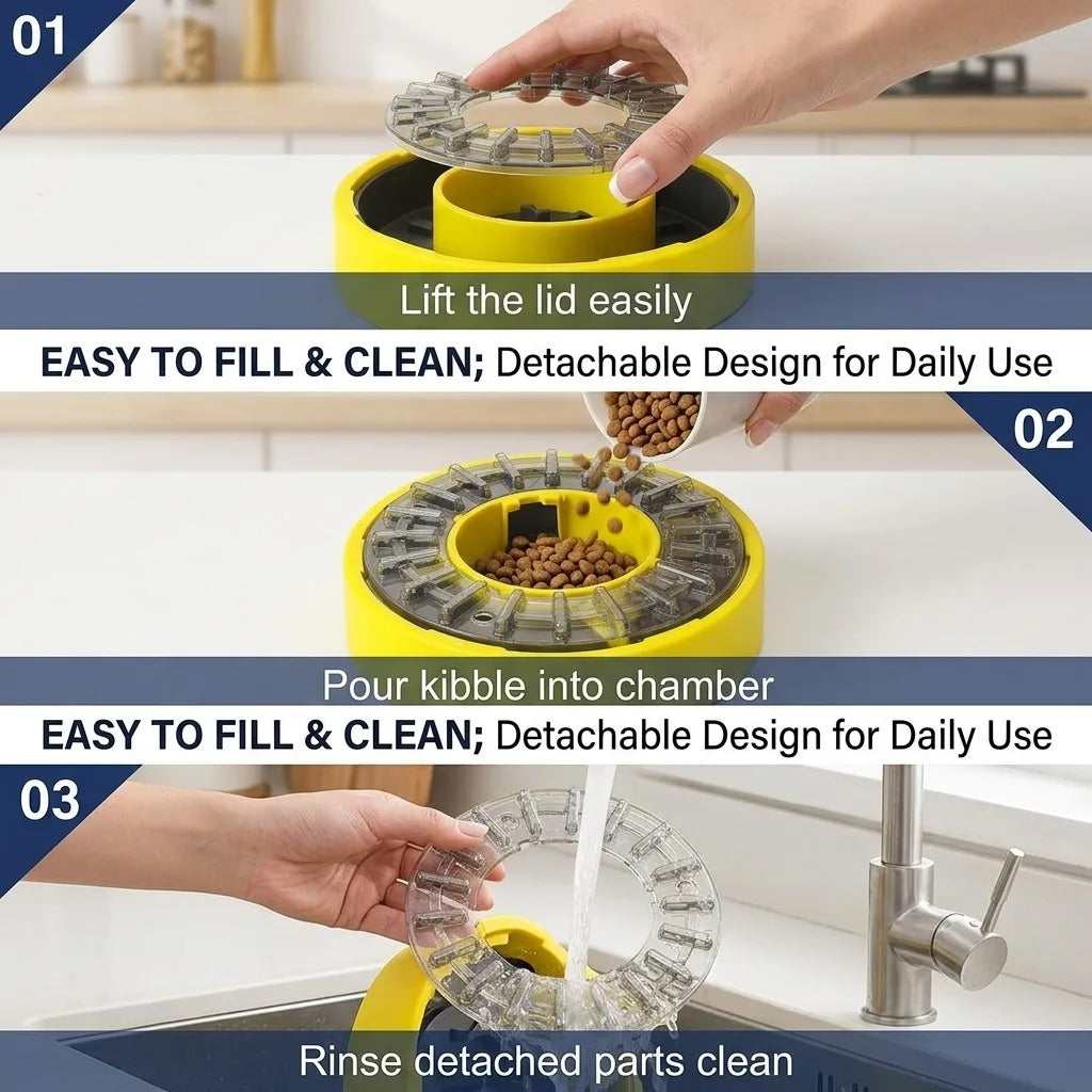 Rotating Interactive Dog Bowl with Adjustable Slow Treat Dispenser
