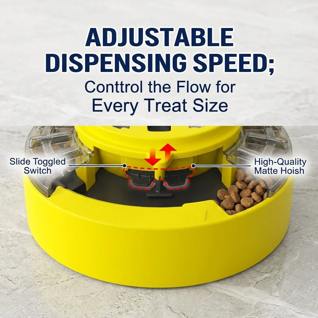 Rotating Interactive Dog Bowl with Adjustable Slow Treat Dispenser