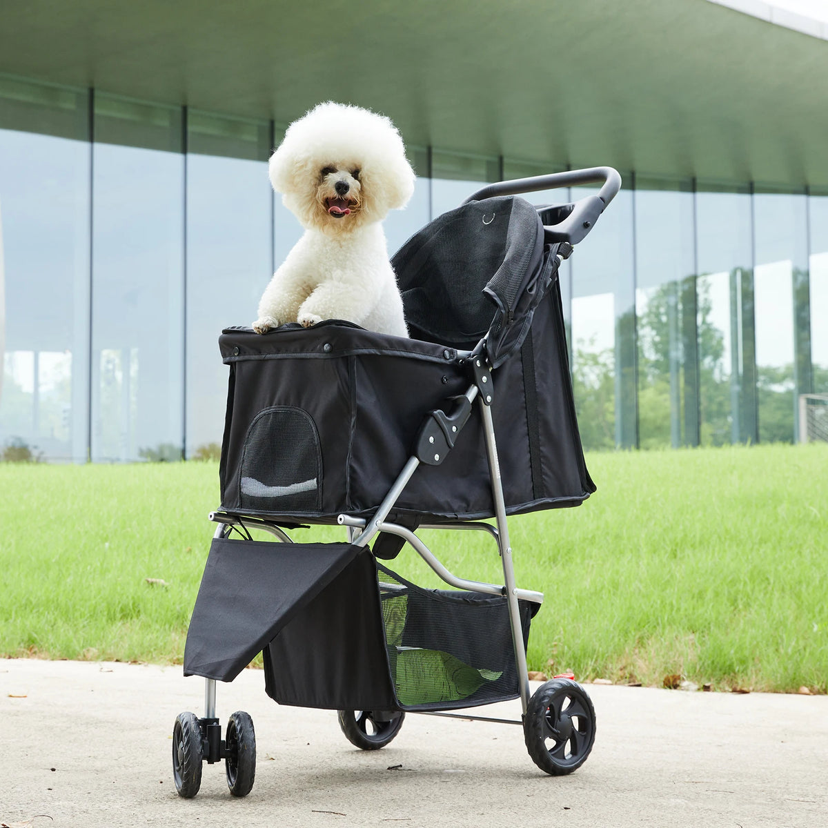 Dumos 3 Wheels Foldable Pet Stroller For Dogs And Cats