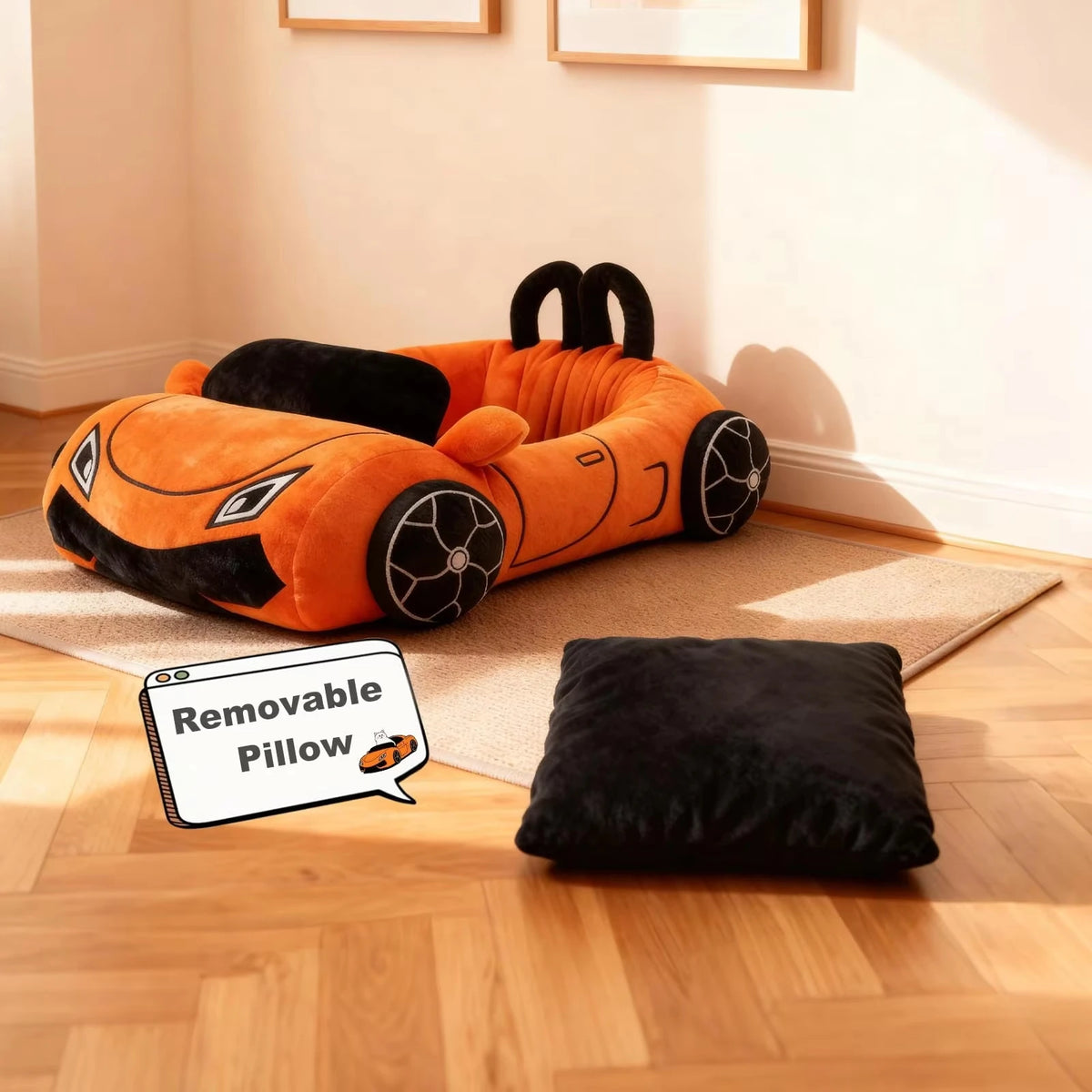 CWV Coral Fleece Supercar Pet Bed With Pillow For Cats