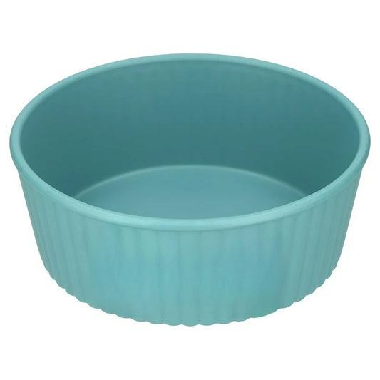 Playful Embossed Woof Bone Design Plastic Round Pet Bowl