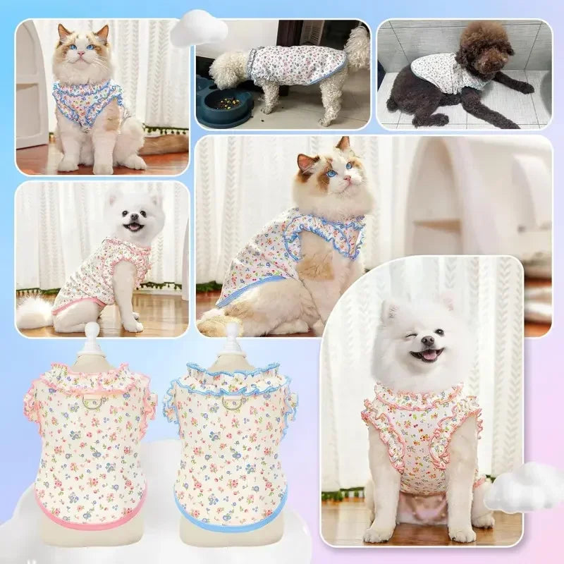 Breathable Summer Ruffle Sleeve Shirt For Small Pets