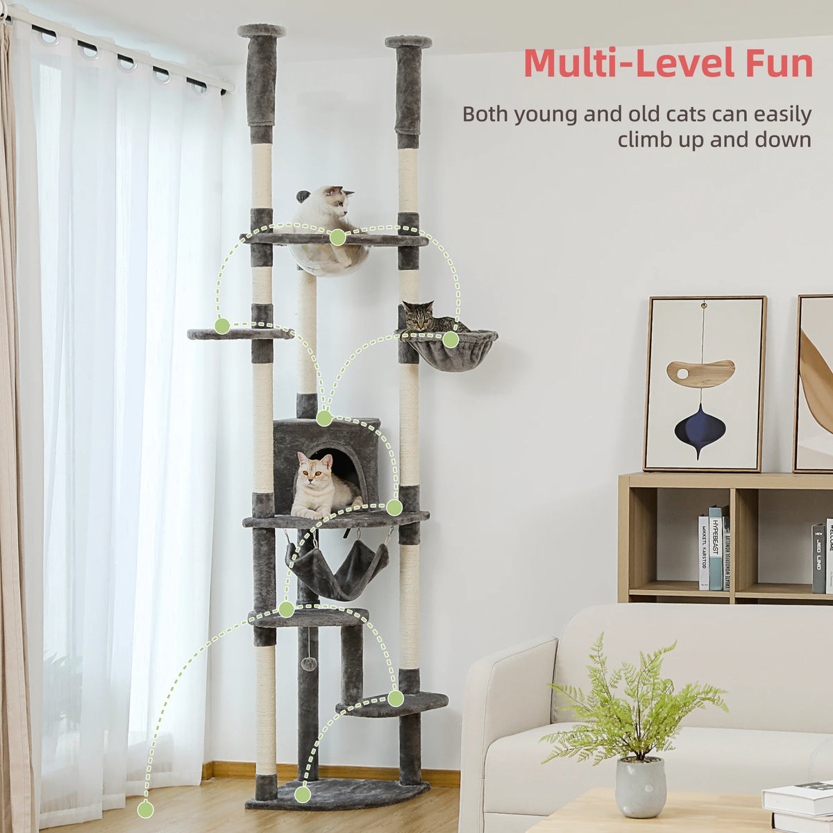 PAWZ Road Adjustable Cat Tower With Durable Scratching Posts