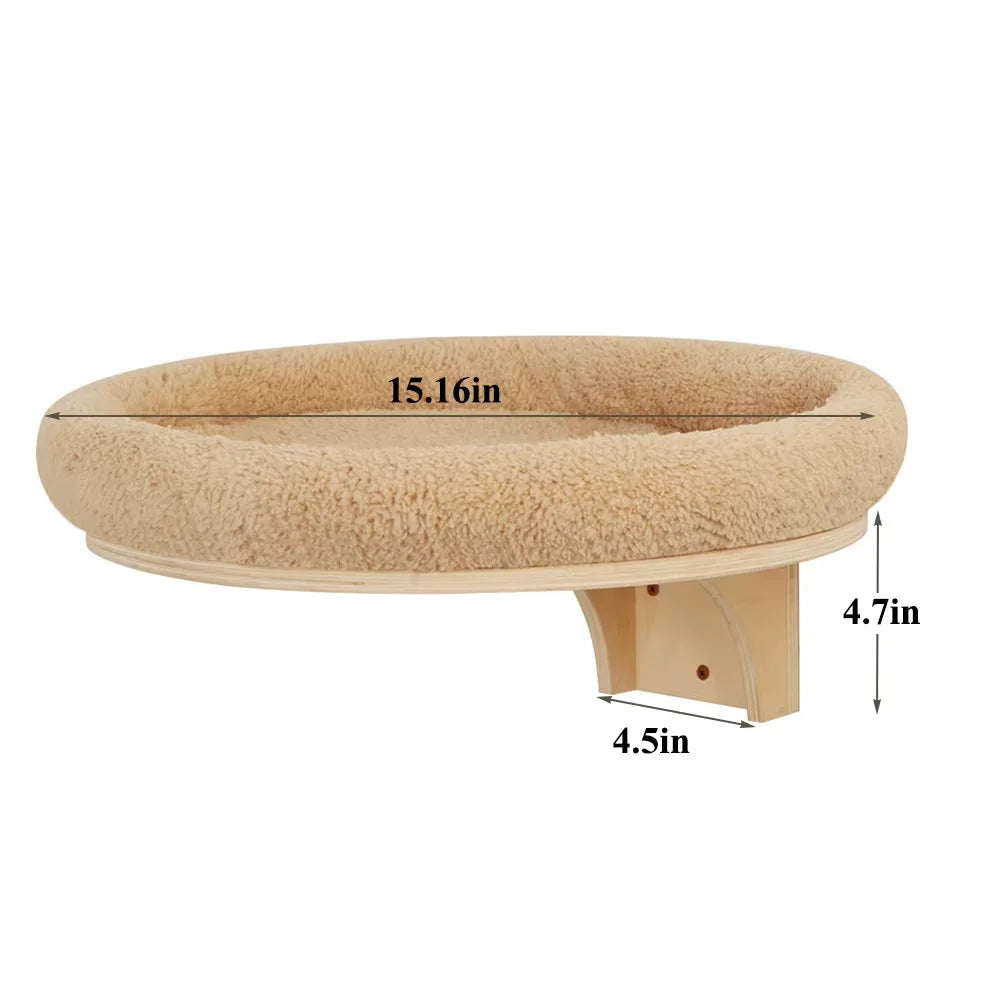 CWV Wall Mounted Wooden Cat Shelves Hammock Scratching Post