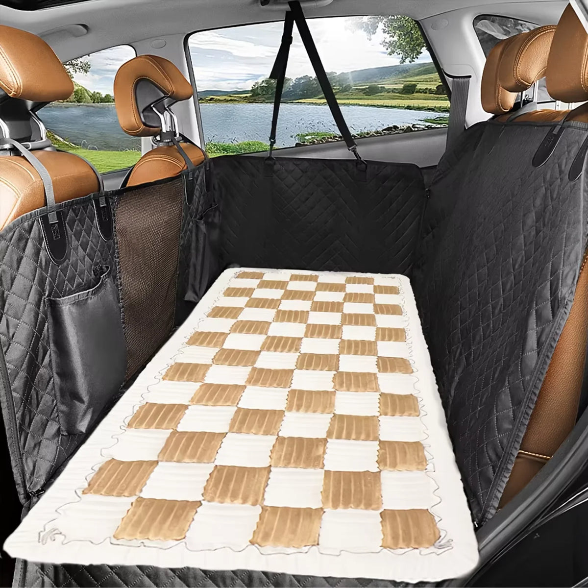 Cwv Coral Fleece Waterproof Dog Car Seat Cushion Cover Protector