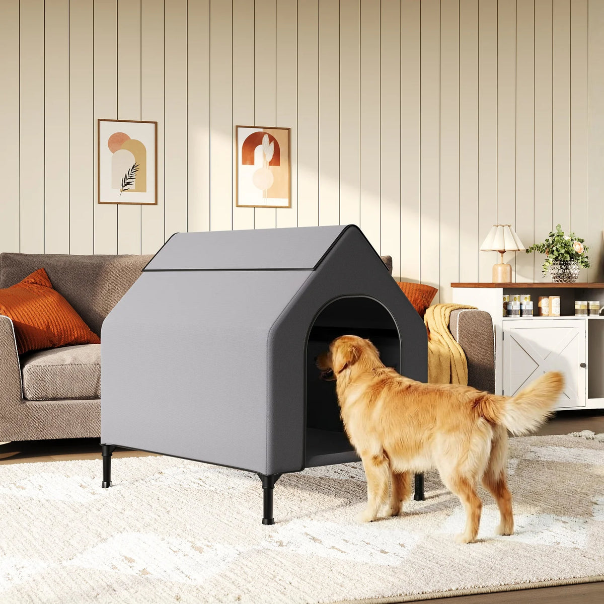 HiMISS Weatherproof Elevated Dog House For Outdoor Indoor