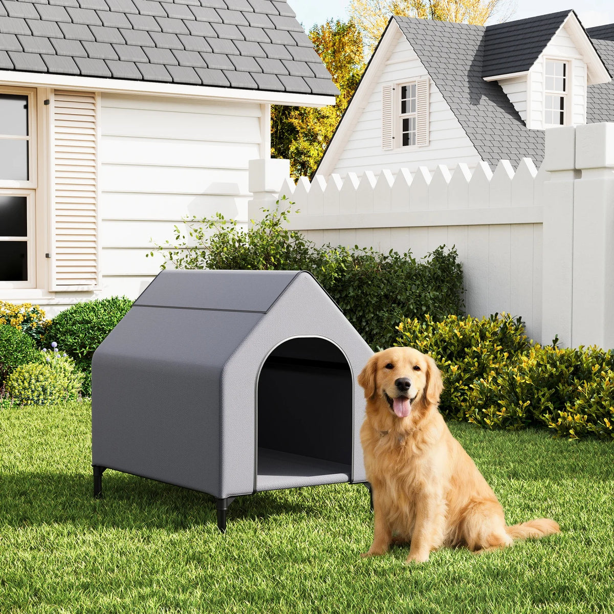 HiMISS Weatherproof Elevated Dog House For Outdoor Indoor
