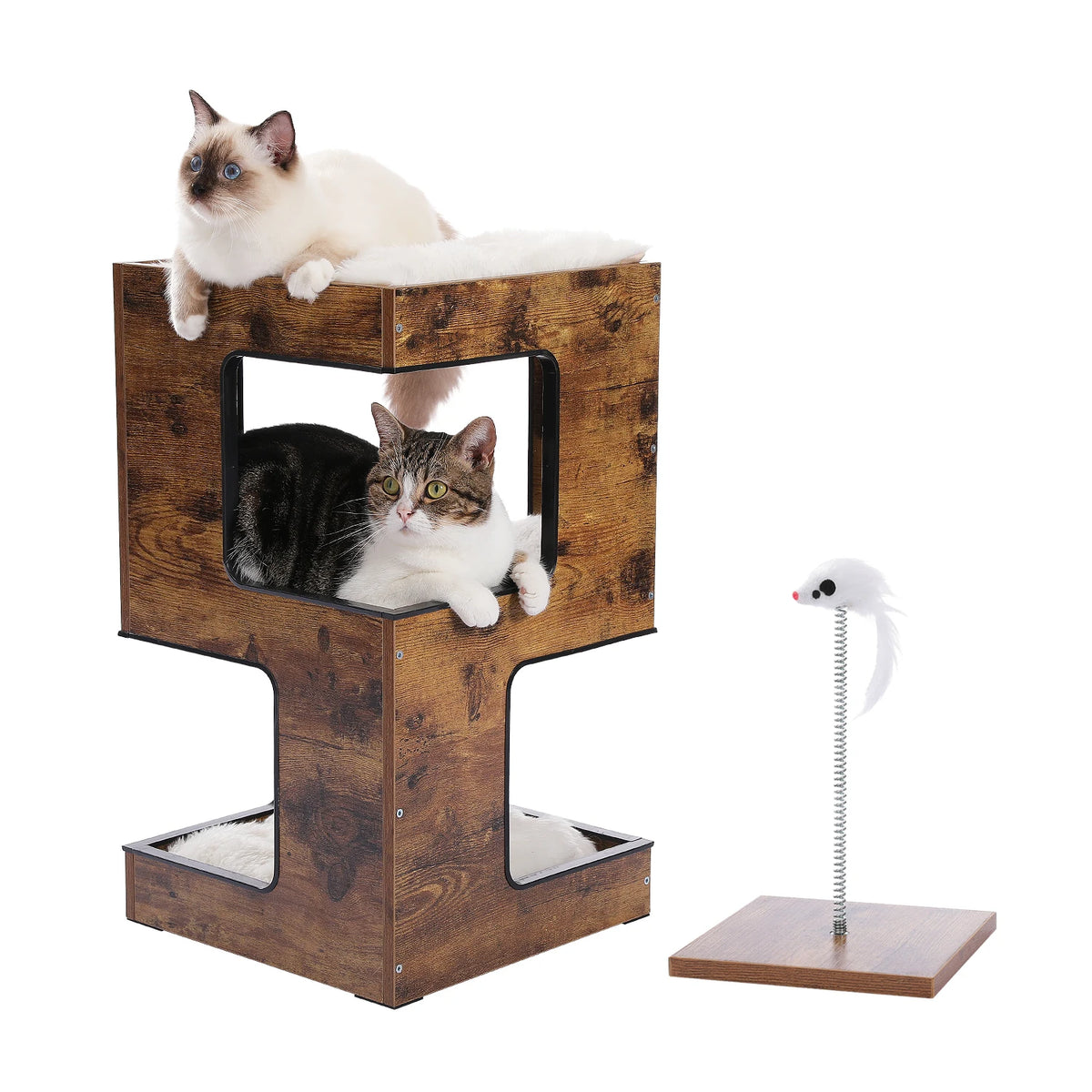 PAWZ Road Wood Cat Condo Featuring Scratching Pad And Bed
