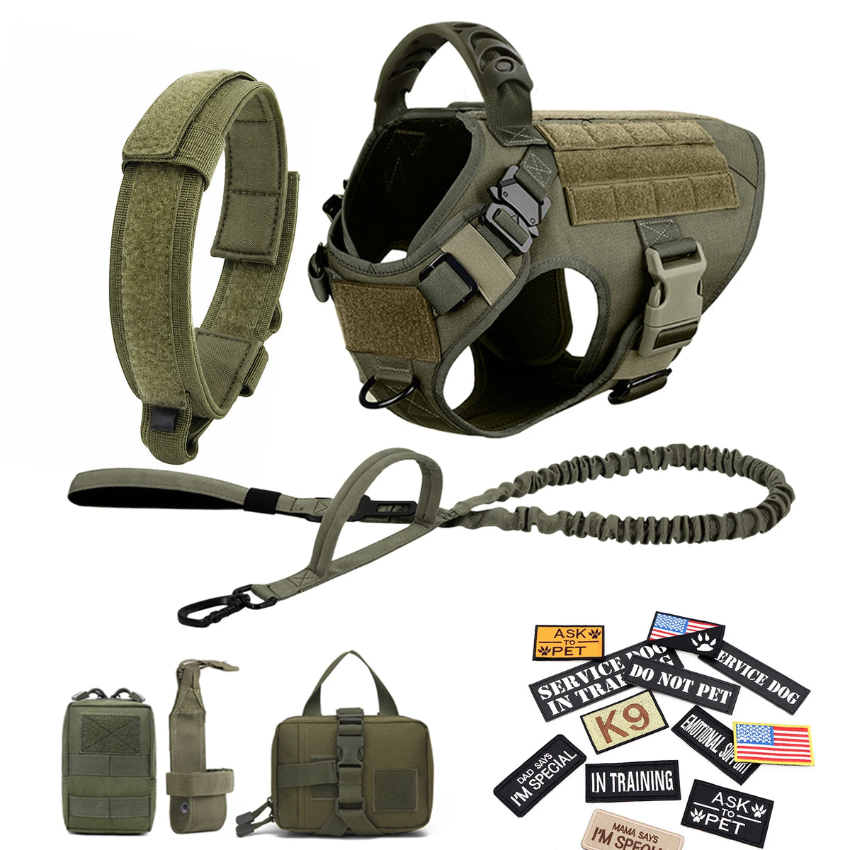PetraVel Tactical Dog Harness Collar Leash Set For Pets