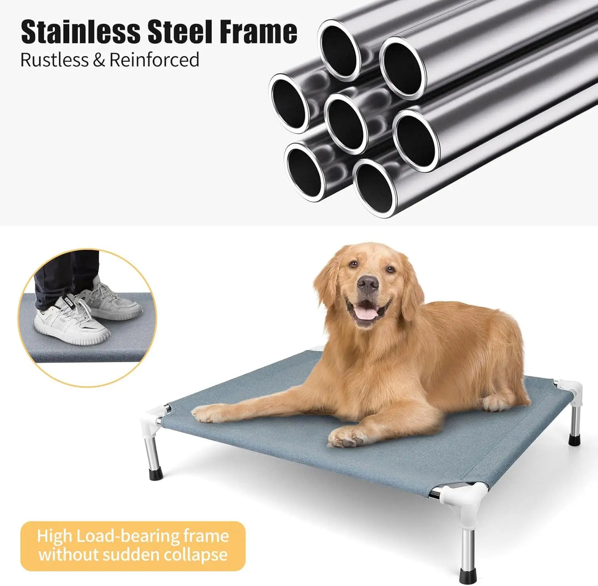 Elevated Breathable Pet Cot With Non Slip Frame Design