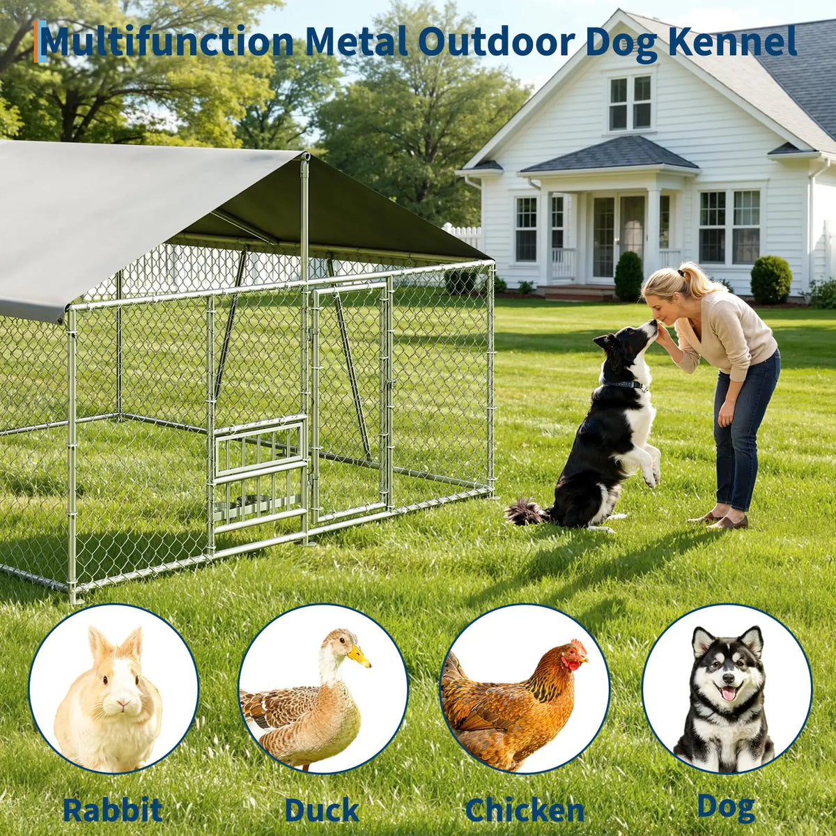 DishyKooker Heavy Duty Galvanized Steel Outdoor Dog Kennel