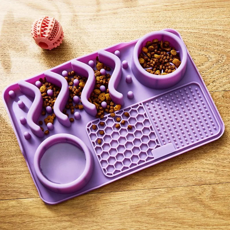 Silicone Slow Feeder Pet Mat With Divided Compartments