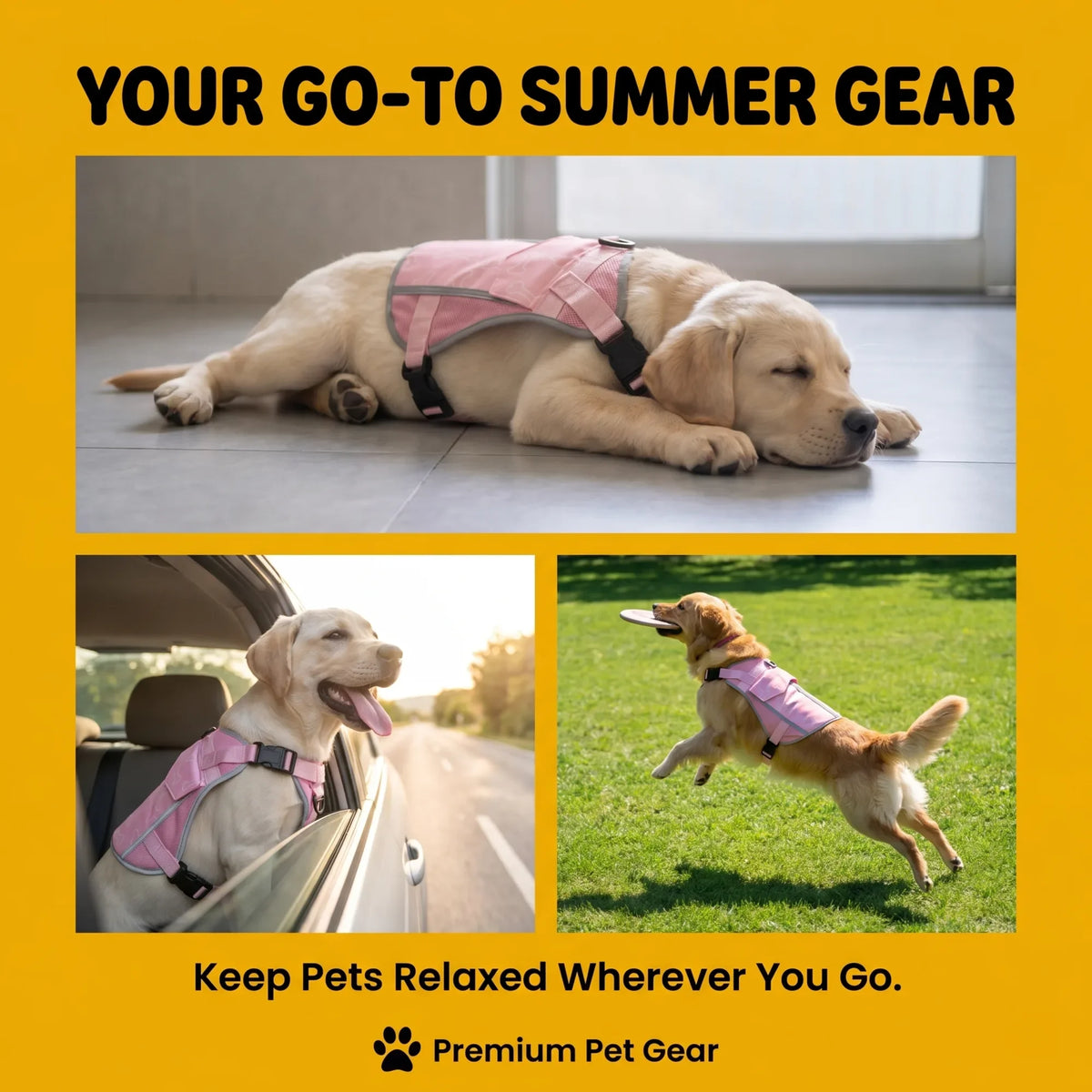 Pet Dog Cooling Vest Harness Jacket For Outdoor Walking