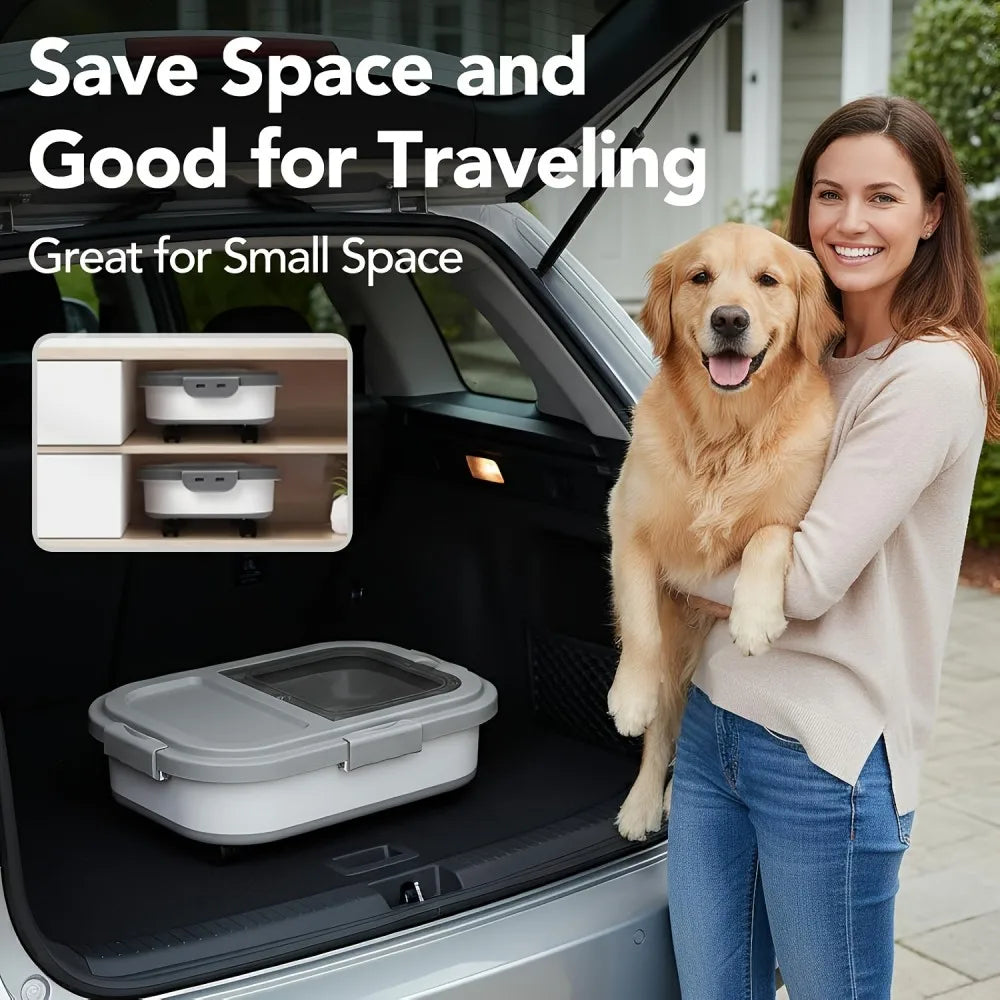 Collapsible Pet Food Storage Container With Airtight Lid And Scoop