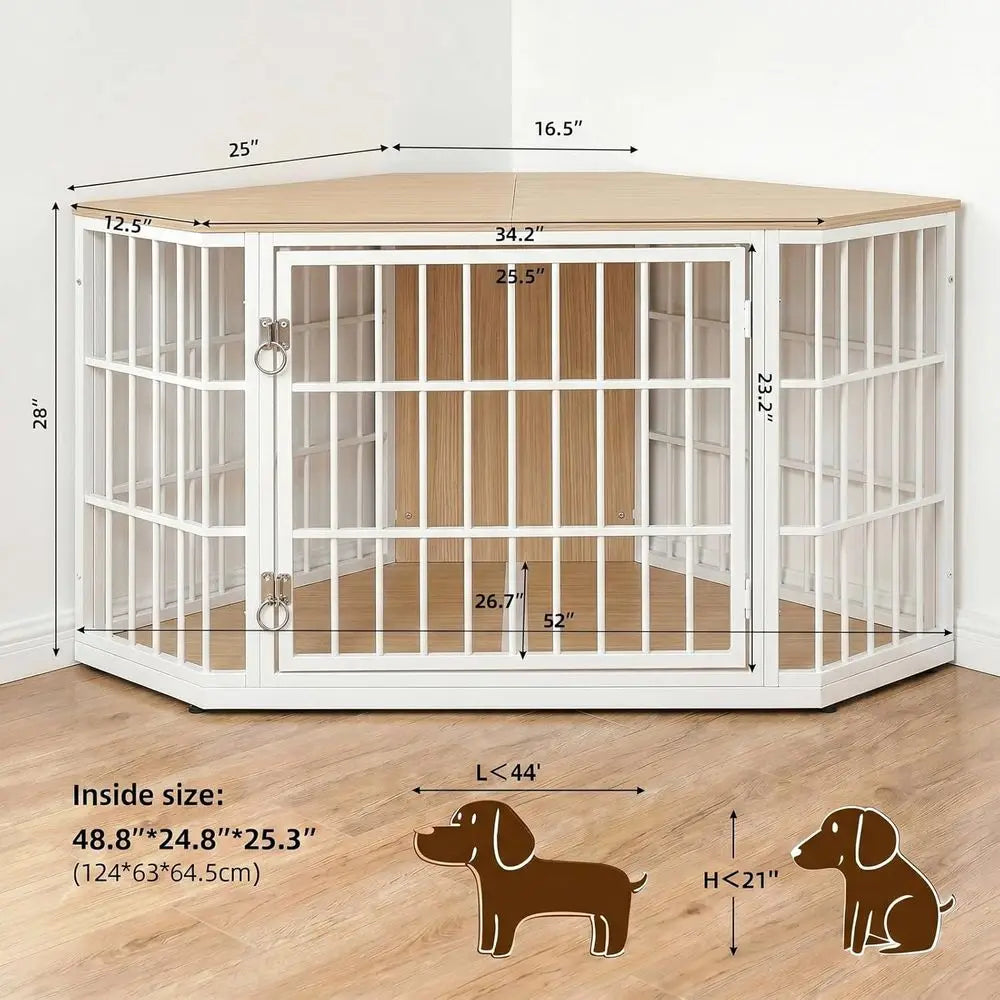 Practical Wooden Dog Crate Featuring Integrated End Table