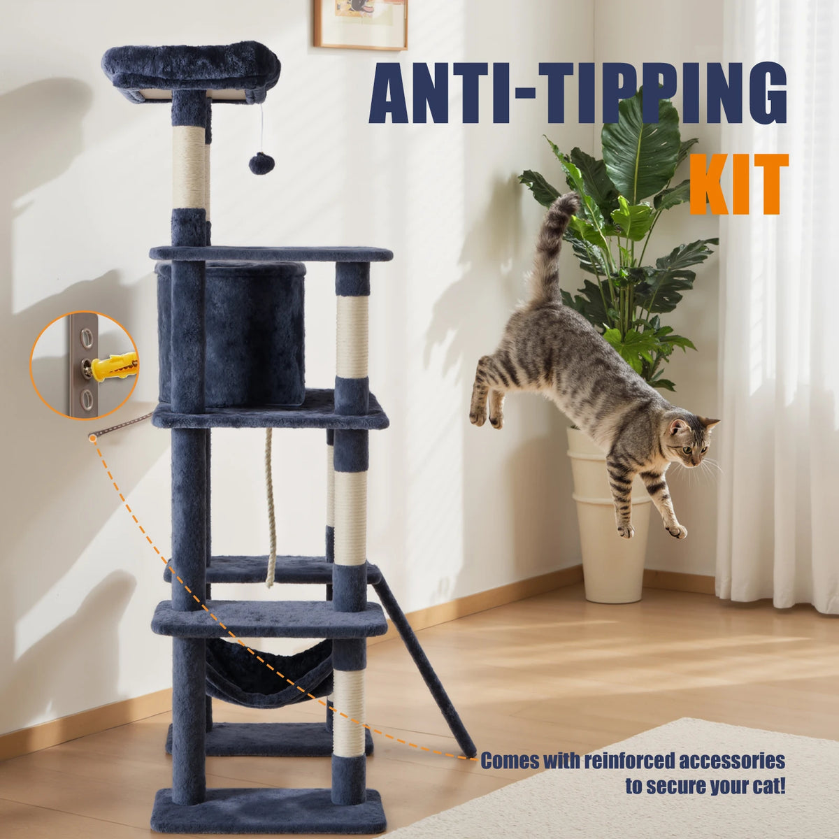 Jhk Multi Level Cat Tree With Sturdy Sisal Scratching Posts
