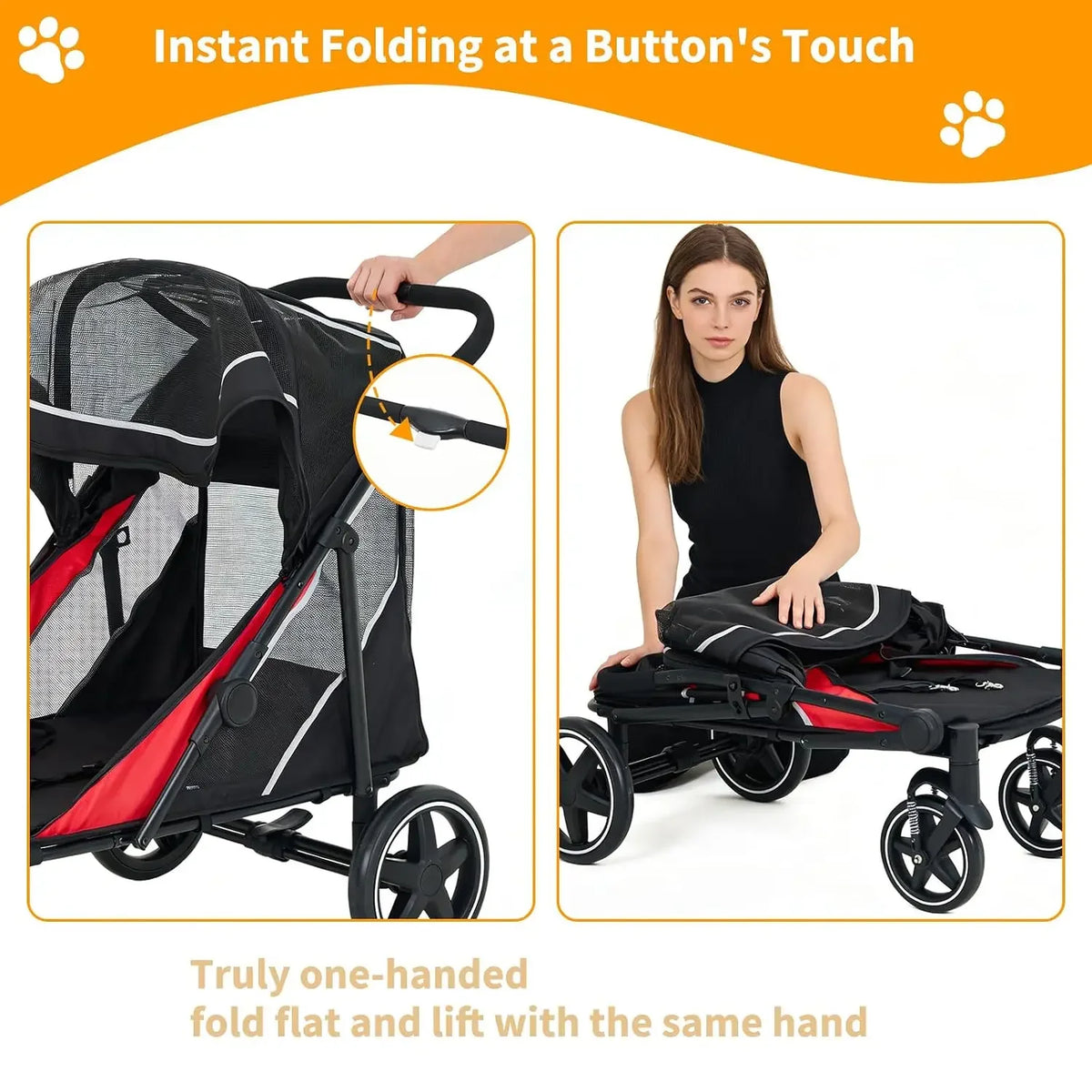 Garvee Heavy Duty Foldable Large Dog Stroller With Mesh Ventilation