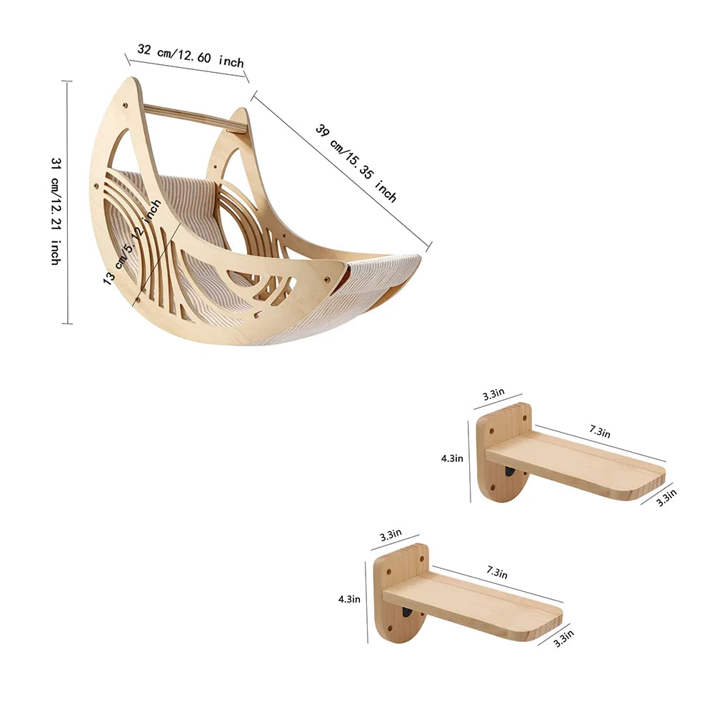 CWV Wall Mounted Cat Shelves With Moon Star Wooden Platforms
