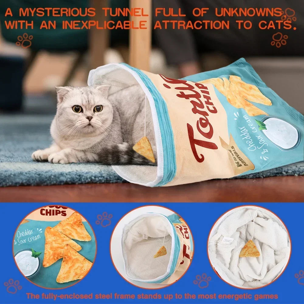Collapsible Interactive Cat Tunnel Toy With Halloween Gourmet Patterns