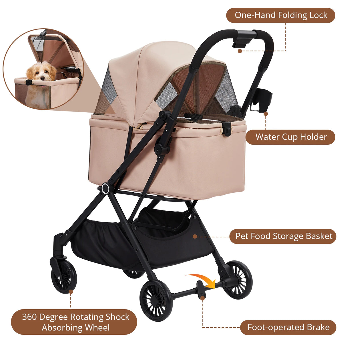 EliteZ Four Wheel Foldable Lightweight Pet Stroller For Dogs