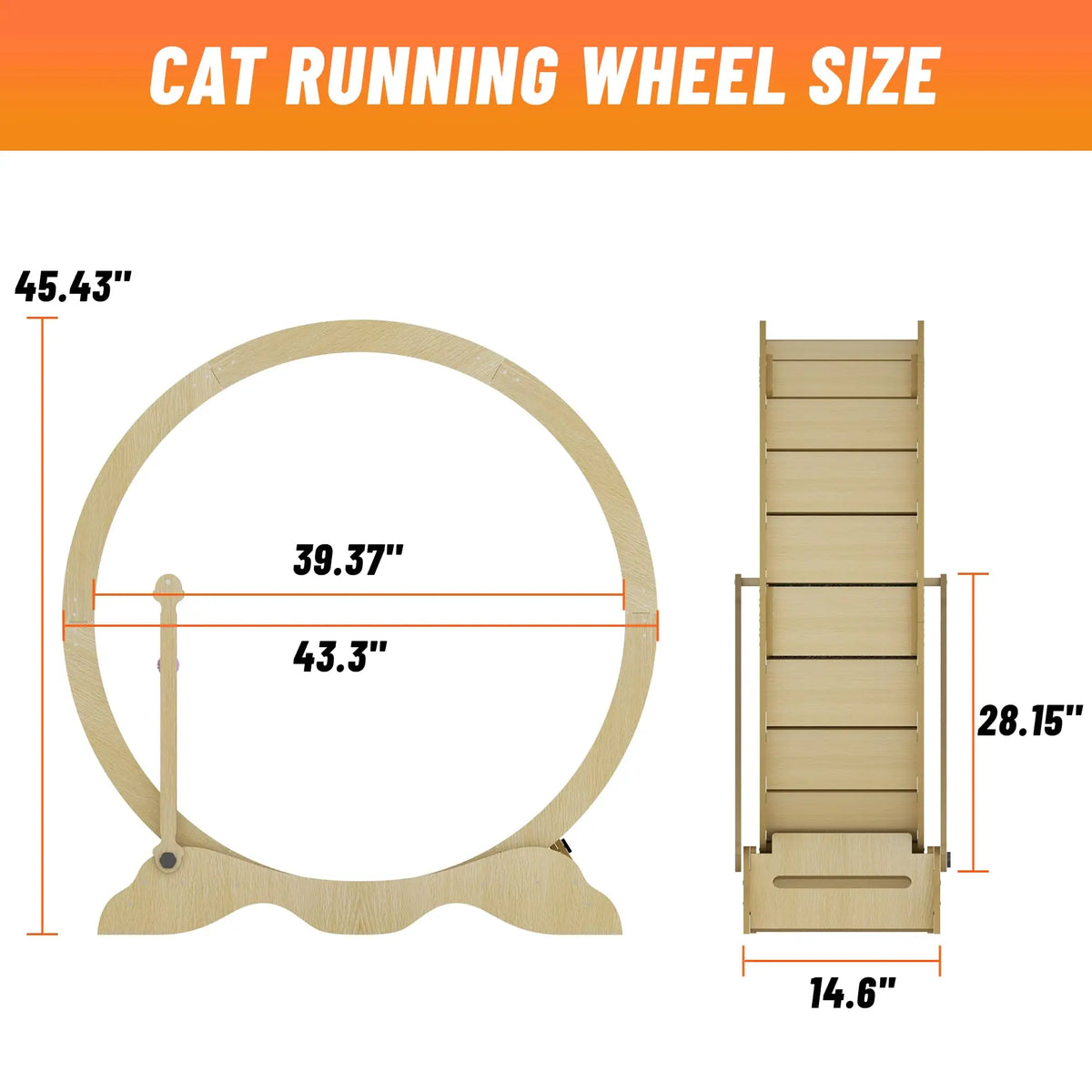 HiMISS Indoor Cat Exercise Wheel With Quiet Wooden Frame