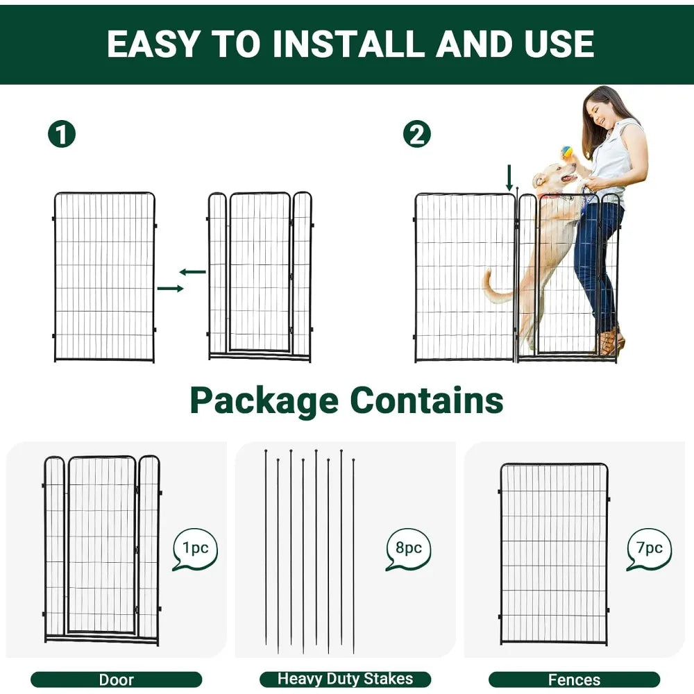 Garvee Metal Pet Fence Panels Stackable Indoor Cage Kit