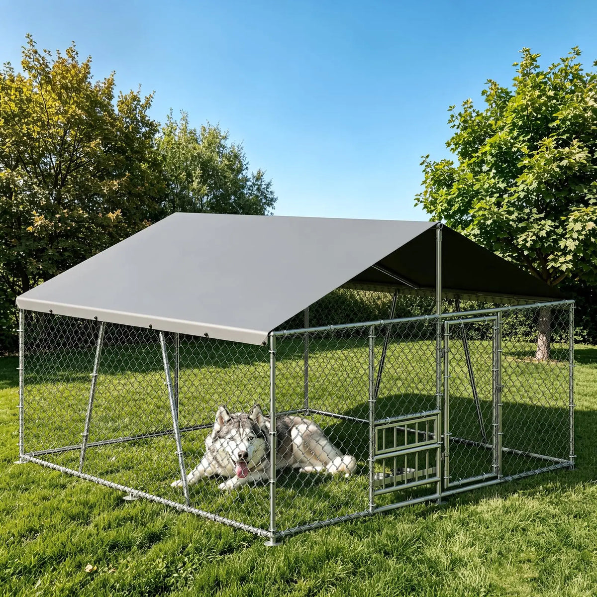 DishyKooker Heavy Duty Galvanized Steel Outdoor Dog Kennel