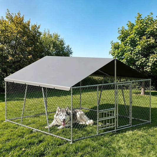 DishyKooker Heavy Duty Galvanized Steel Outdoor Dog Kennel
