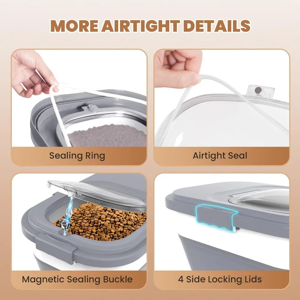 Collapsible Pet Food Storage Container With Airtight Lid And Scoop