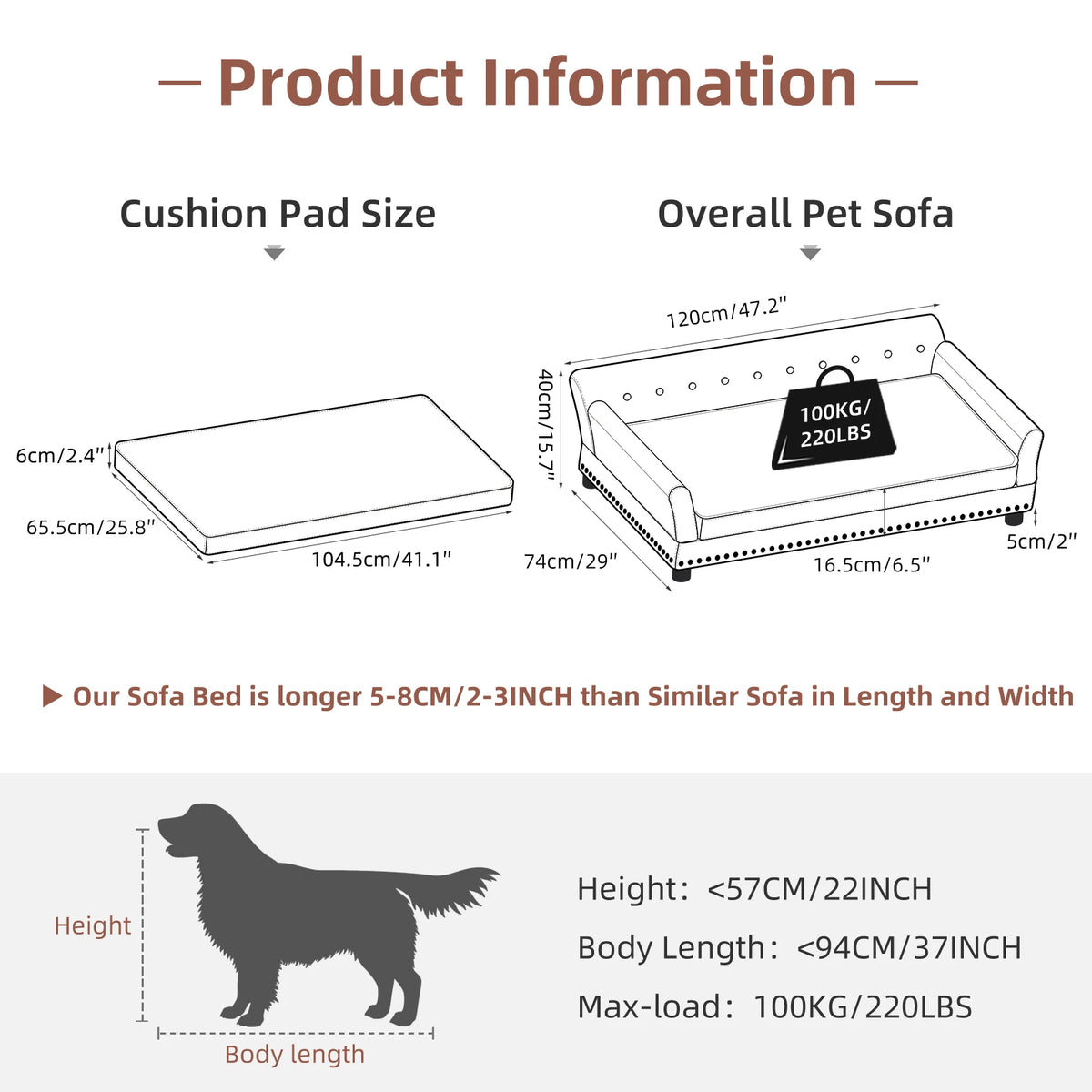 Bingopaw Elevated Dog Sofa With Removable Waterproof Cushion