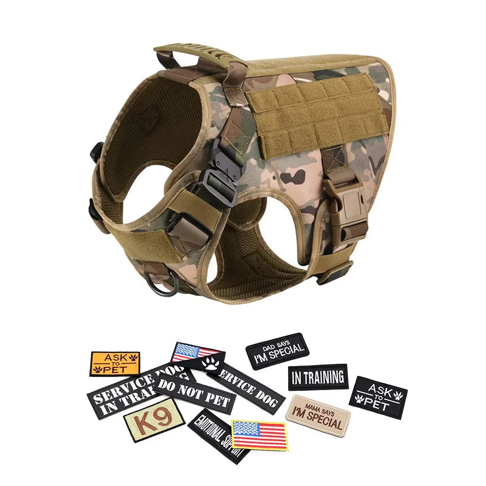 PetraVel Tactical Dog Harness Collar Leash Set For Pets