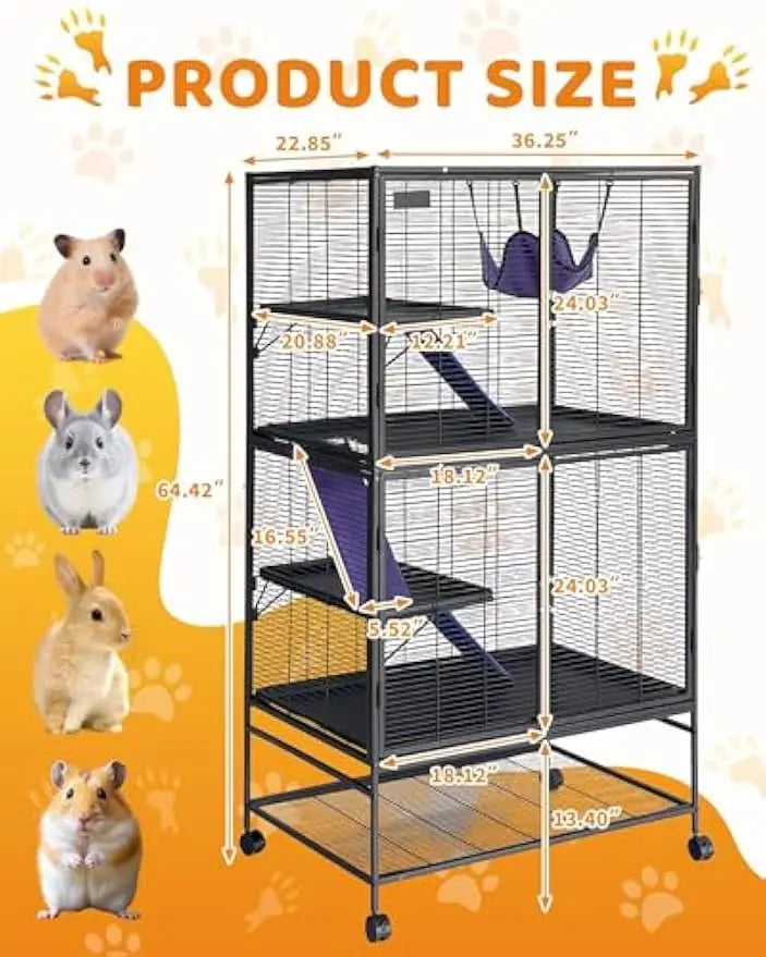 Garvee Rolling Metal Multi Level Small Animal Pet Cage