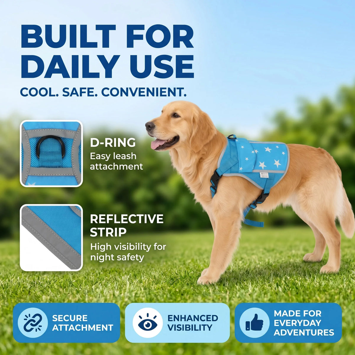 Pet Dog Cooling Vest Harness Jacket For Outdoor Walking