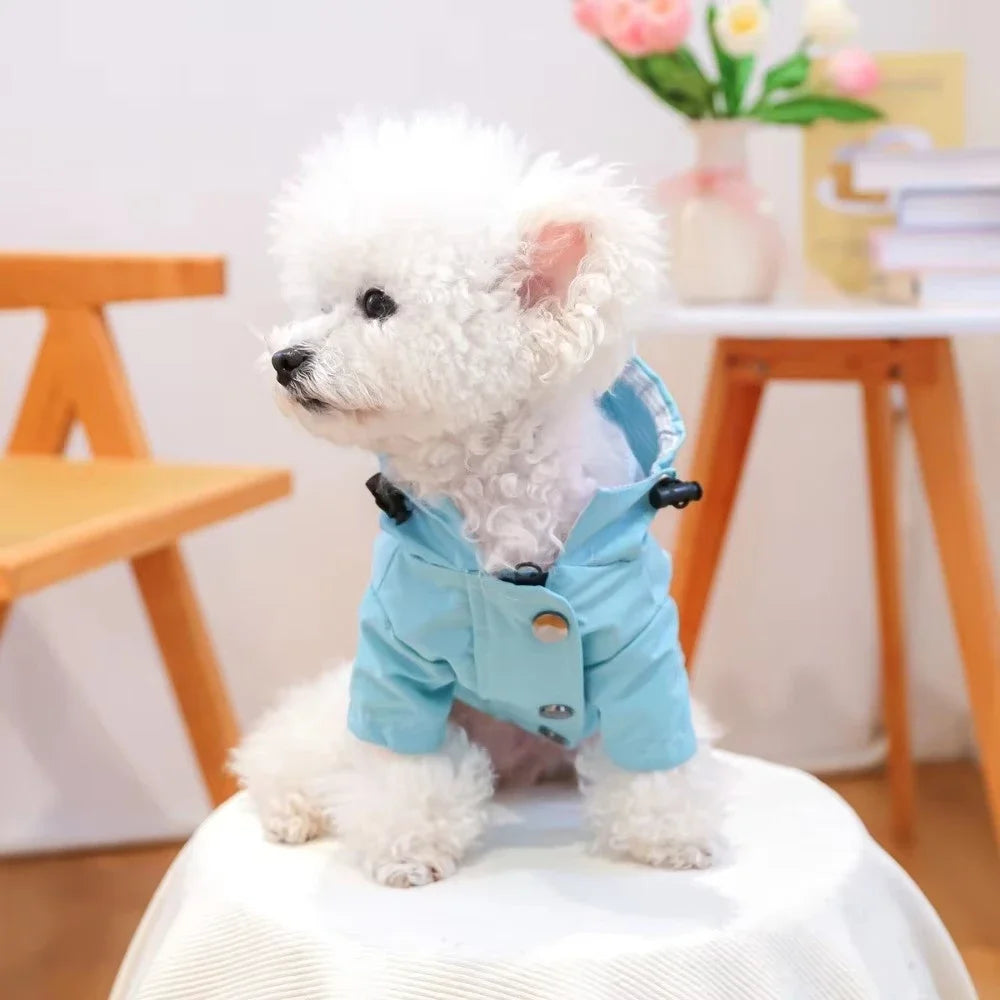 Waterproof Hooded Polyester Dog Raincoat Jacket For Pets