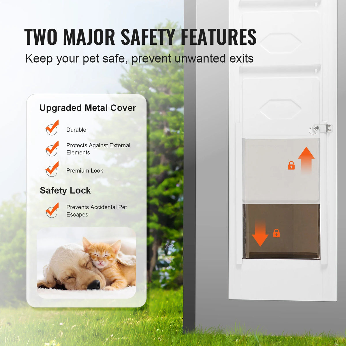 SucceBuy Adjustable Height Aluminum Frame Tempered Glass Sliding Pet Door