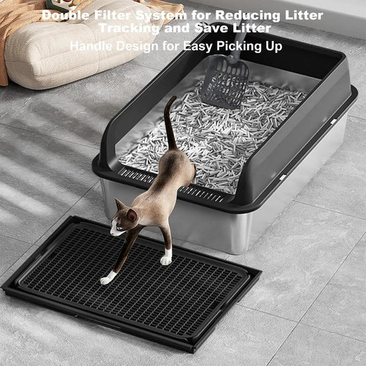 Garvee Stainless Steel Covered Cat Litter Box With Filter System