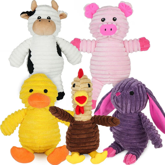 Assorted Plush Squeaky Dog Toys Animal Pet Chew Toy Bundle